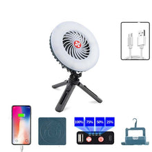 Load image into Gallery viewer, USB Rechargeable Fan Lamp Live Broadcast Multi-function Tent Camping Lamp, Fan Light, Fan Light + Bracket