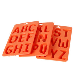 A-Z 3pcs Letter Ice Cube Ice Box Silicone Ice Tray Set, 3 in 1 LetterShalpe(Orange)