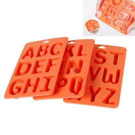 A-Z 3pcs Letter Ice Cube Ice Box Silicone Ice Tray Set, 3 in 1 LetterShalpe(Orange)