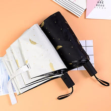 Load image into Gallery viewer, Feather Pattern Umbrella Dual-Use Three Folding Manual Control Portable Sunscreen Rain Umbrellas Windproof Parasol