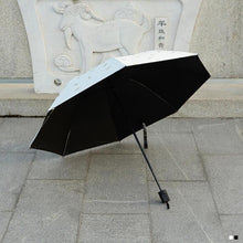 Load image into Gallery viewer, Feather Pattern Umbrella Dual-Use Three Folding Manual Control Portable Sunscreen Rain Umbrellas Windproof Parasol