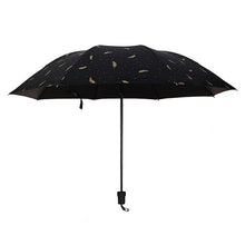 Load image into Gallery viewer, Feather Pattern Umbrella Dual-Use Three Folding Manual Control Portable Sunscreen Rain Umbrellas Windproof Parasol