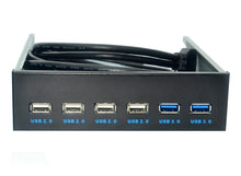 Load image into Gallery viewer, 6 Ports 5.25 Inch Floppy Bay Front Panel With Power Adapter USB Hub Spilitter 2 Ports USB 3.0 + 4 Ports USB 2.0, 6 Ports USB