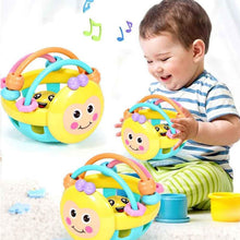 Load image into Gallery viewer, Soft Rubber Cartoon Bee Hand Knocking Rattle Dumbbell Early Educational Toy for Kid Hand Bell Baby Toy, Bee Dumbbell