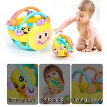 Load image into Gallery viewer, Soft Rubber Cartoon Bee Hand Knocking Rattle Dumbbell Early Educational Toy for Kid Hand Bell Baby Toy, Bee Dumbbell