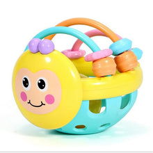 Load image into Gallery viewer, Soft Rubber Cartoon Bee Hand Knocking Rattle Dumbbell Early Educational Toy for Kid Hand Bell Baby Toy, Bee Dumbbell