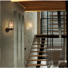 Load image into Gallery viewer, Retro Industrial Cage Wall Lamp Attic Interior Lighting Iron Copper Wall Lamp without Bulb, Black, Bronze