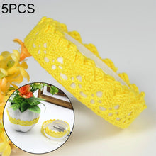Load image into Gallery viewer, 5 PCS Cotton Lace Fabric White Crochet Lace Roll Ribbon Knit Adhesive Tape Sticker Craft Decoration Stationery Supplies