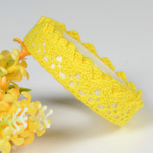 Load image into Gallery viewer, 5 PCS Cotton Lace Fabric White Crochet Lace Roll Ribbon Knit Adhesive Tape Sticker Craft Decoration Stationery Supplies