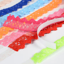 Load image into Gallery viewer, 5 PCS Cotton Lace Fabric White Crochet Lace Roll Ribbon Knit Adhesive Tape Sticker Craft Decoration Stationery Supplies