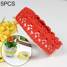 Load image into Gallery viewer, 5 PCS Cotton Lace Fabric White Crochet Lace Roll Ribbon Knit Adhesive Tape Sticker Craft Decoration Stationery Supplies