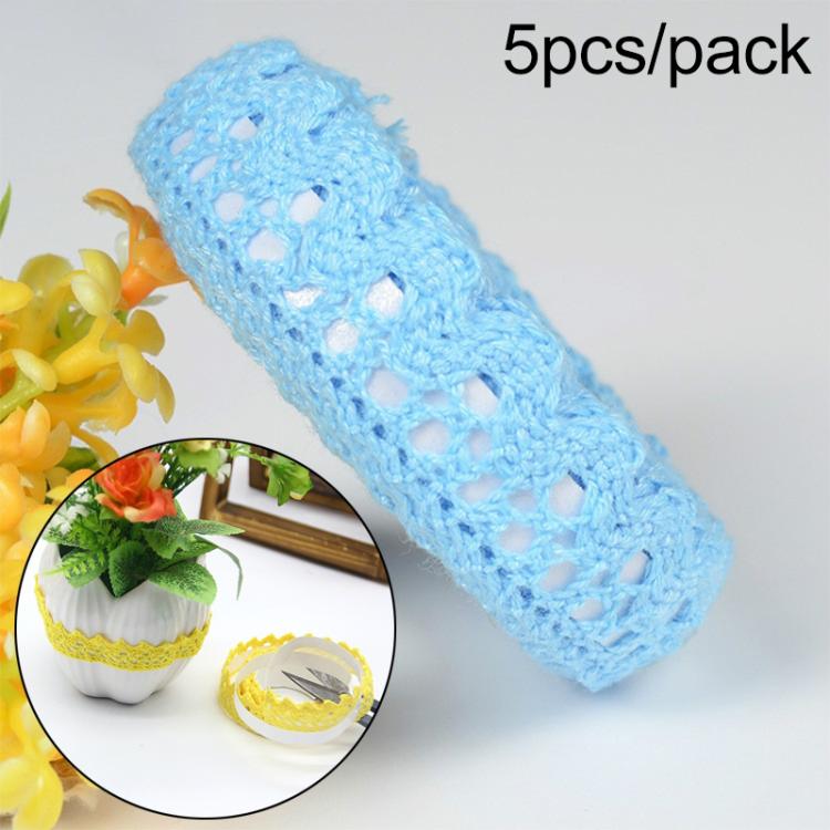 5 PCS Cotton Lace Fabric White Crochet Lace Roll Ribbon Knit Adhesive Tape Sticker Craft Decoration Stationery Supplies