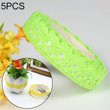 Load image into Gallery viewer, 5 PCS Cotton Lace Fabric White Crochet Lace Roll Ribbon Knit Adhesive Tape Sticker Craft Decoration Stationery Supplies