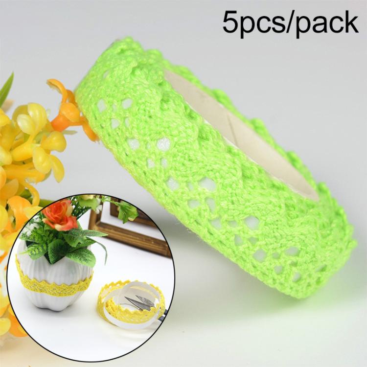 5 PCS Cotton Lace Fabric White Crochet Lace Roll Ribbon Knit Adhesive Tape Sticker Craft Decoration Stationery Supplies