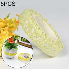 Load image into Gallery viewer, 5 PCS Cotton Lace Fabric White Crochet Lace Roll Ribbon Knit Adhesive Tape Sticker Craft Decoration Stationery Supplies