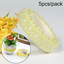 Load image into Gallery viewer, 5 PCS Cotton Lace Fabric White Crochet Lace Roll Ribbon Knit Adhesive Tape Sticker Craft Decoration Stationery Supplies