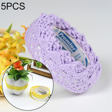 Load image into Gallery viewer, 5 PCS Cotton Lace Fabric White Crochet Lace Roll Ribbon Knit Adhesive Tape Sticker Craft Decoration Stationery Supplies