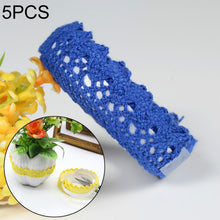 Load image into Gallery viewer, 5 PCS Cotton Lace Fabric White Crochet Lace Roll Ribbon Knit Adhesive Tape Sticker Craft Decoration Stationery Supplies