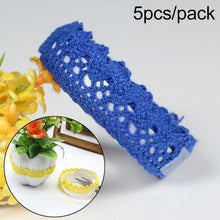 Load image into Gallery viewer, 5 PCS Cotton Lace Fabric White Crochet Lace Roll Ribbon Knit Adhesive Tape Sticker Craft Decoration Stationery Supplies