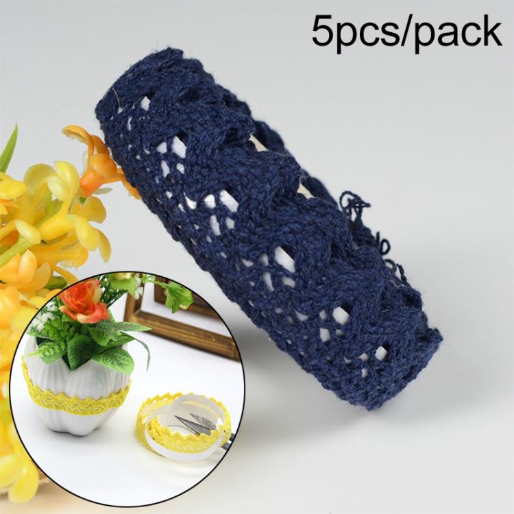 5 PCS Cotton Lace Fabric White Crochet Lace Roll Ribbon Knit Adhesive Tape Sticker Craft Decoration Stationery Supplies