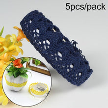 Load image into Gallery viewer, 5 PCS Cotton Lace Fabric White Crochet Lace Roll Ribbon Knit Adhesive Tape Sticker Craft Decoration Stationery Supplies