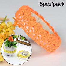 Load image into Gallery viewer, 5 PCS Cotton Lace Fabric White Crochet Lace Roll Ribbon Knit Adhesive Tape Sticker Craft Decoration Stationery Supplies