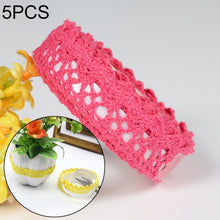 Load image into Gallery viewer, 5 PCS Cotton Lace Fabric White Crochet Lace Roll Ribbon Knit Adhesive Tape Sticker Craft Decoration Stationery Supplies