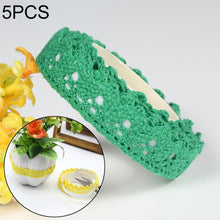 Load image into Gallery viewer, 5 PCS Cotton Lace Fabric White Crochet Lace Roll Ribbon Knit Adhesive Tape Sticker Craft Decoration Stationery Supplies