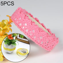 Load image into Gallery viewer, 5 PCS Cotton Lace Fabric White Crochet Lace Roll Ribbon Knit Adhesive Tape Sticker Craft Decoration Stationery Supplies