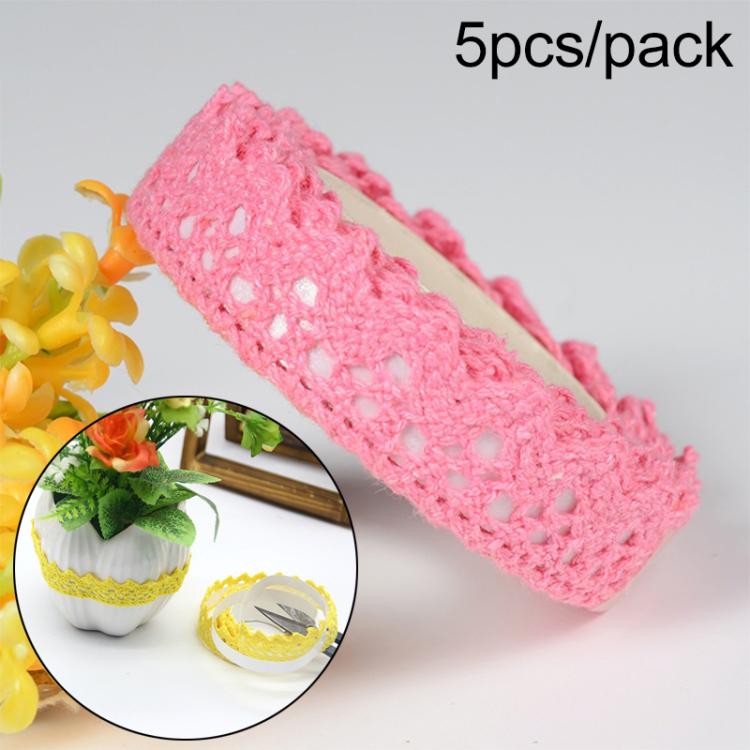 5 PCS Cotton Lace Fabric White Crochet Lace Roll Ribbon Knit Adhesive Tape Sticker Craft Decoration Stationery Supplies