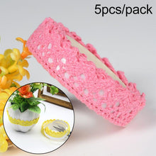 Load image into Gallery viewer, 5 PCS Cotton Lace Fabric White Crochet Lace Roll Ribbon Knit Adhesive Tape Sticker Craft Decoration Stationery Supplies