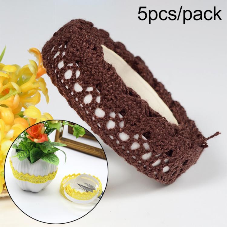 5 PCS Cotton Lace Fabric White Crochet Lace Roll Ribbon Knit Adhesive Tape Sticker Craft Decoration Stationery Supplies