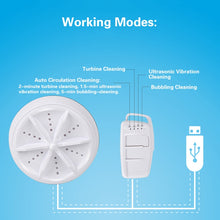 Load image into Gallery viewer, Portable Mini Washing Machine Ultrasonic Turbine Clothes Mini Washer with USB Cable Convenient for Travel, 3 in 1, 2 in 1