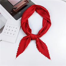Load image into Gallery viewer, Ladies Retro Style Pleated Diamond Square Scarf Silk Scarf, Length: 70cm