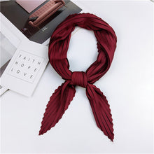 Load image into Gallery viewer, Ladies Retro Style Pleated Diamond Square Scarf Silk Scarf, Length: 70cm