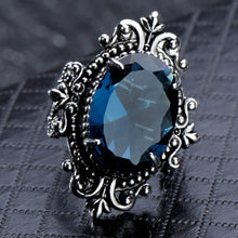 Load image into Gallery viewer, Vintage Goose Egg-shaped Sea Blue Topaz Ring, 10, 6, 7, 8, 9