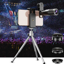 Load image into Gallery viewer, APEXEL APL-22X105 4 in 1 Metal 22X Telephoto + Fisheye + Wide Angle + Macro Starlight Polarization Universal External Mobile Phone Lens Set
