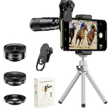 Load image into Gallery viewer, APEXEL APL-22X105 4 in 1 Metal 22X Telephoto + Fisheye + Wide Angle + Macro Starlight Polarization Universal External Mobile Phone Lens Set