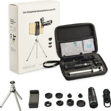 Load image into Gallery viewer, APEXEL APL-22X105 4 in 1 Metal 22X Telephoto + Fisheye + Wide Angle + Macro Starlight Polarization Universal External Mobile Phone Lens Set