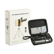 Load image into Gallery viewer, APEXEL APL-22X105 4 in 1 Metal 22X Telephoto + Fisheye + Wide Angle + Macro Starlight Polarization Universal External Mobile Phone Lens Set