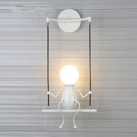 E27 LED Personality Creative Retro Wrought Iron Villain Wall Lamp without Bulb, White, Red, Black