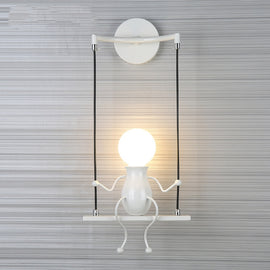 E27 LED Personality Creative Retro Wrought Iron Villain Wall Lamp without Bulb, White, Red, Black