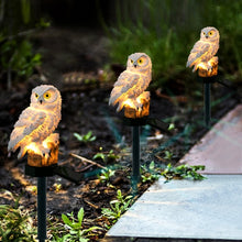 Load image into Gallery viewer, Solar Powered Owl Shape LED Night Light Garden Lawn Lamp, White, Brown