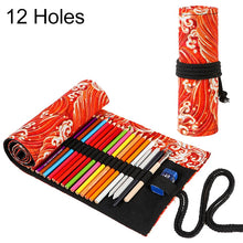 Load image into Gallery viewer, Golden Red Sea Wave Printing Roller Pencil Case Large Capacity Pencilcase Canvas Big Pen Bag