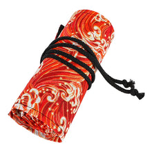 Load image into Gallery viewer, Golden Red Sea Wave Printing Roller Pencil Case Large Capacity Pencilcase Canvas Big Pen Bag
