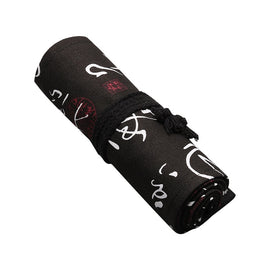 Calligraphy Cute Canvas Roll School Pencil Case Pencilcase Student Pen Bag Stationery Pouch Supplies