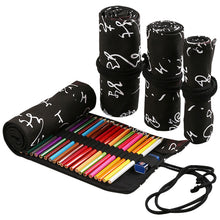 Load image into Gallery viewer, Calligraphy Cute Canvas Roll School Pencil Case Pencilcase Student Pen Bag Stationery Pouch Supplies