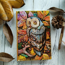 Load image into Gallery viewer, 01663 Vintage Thick Handmade Leather Carving Owl Sketchbook Journal Cute Notebook
