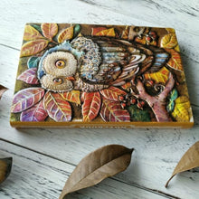 Load image into Gallery viewer, 01663 Vintage Thick Handmade Leather Carving Owl Sketchbook Journal Cute Notebook