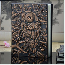 Load image into Gallery viewer, 01663 Vintage Thick Handmade Leather Carving Owl Sketchbook Journal Cute Notebook